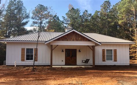 white metal building house|white metal siding farmhouse.